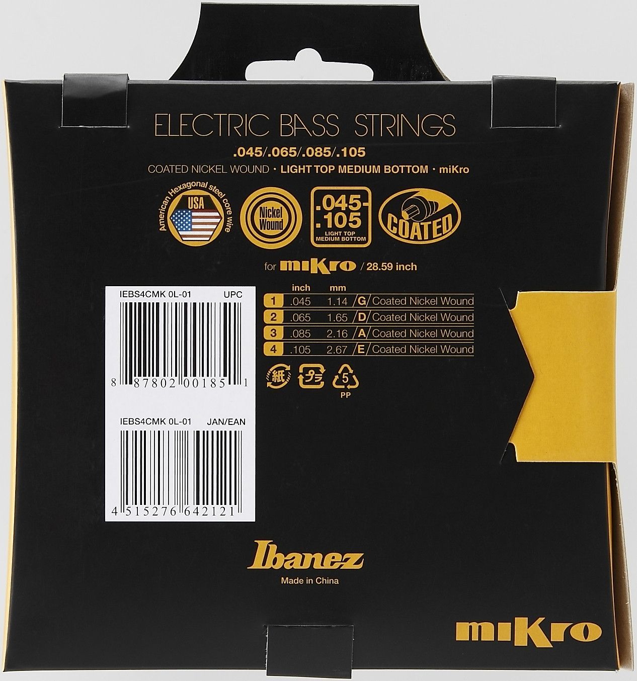 Ibanez IEBS4CMK Micro E-Bass Saiten, 4 String Bass 045-105