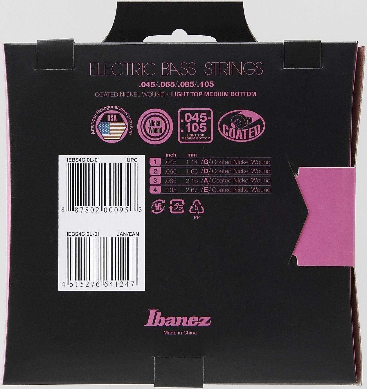 Ibanez IEBS4C Saiten für 4-Saiter E-Bass 45-105