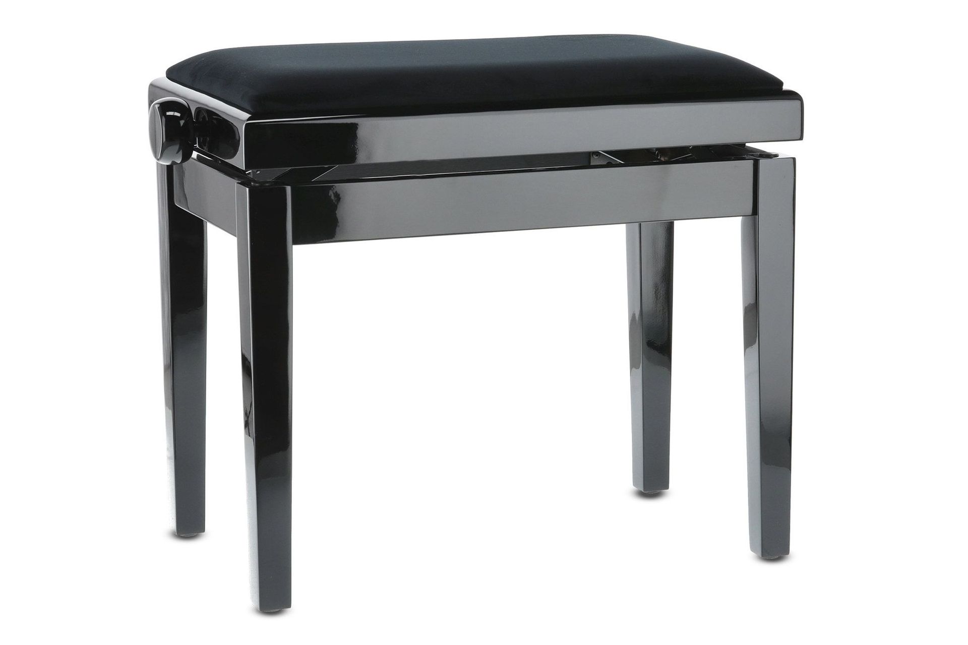 Markstein Klavierbank DELUXE  schwarz poliert, Sitzbezug schwarz, verstellbar _00040491_