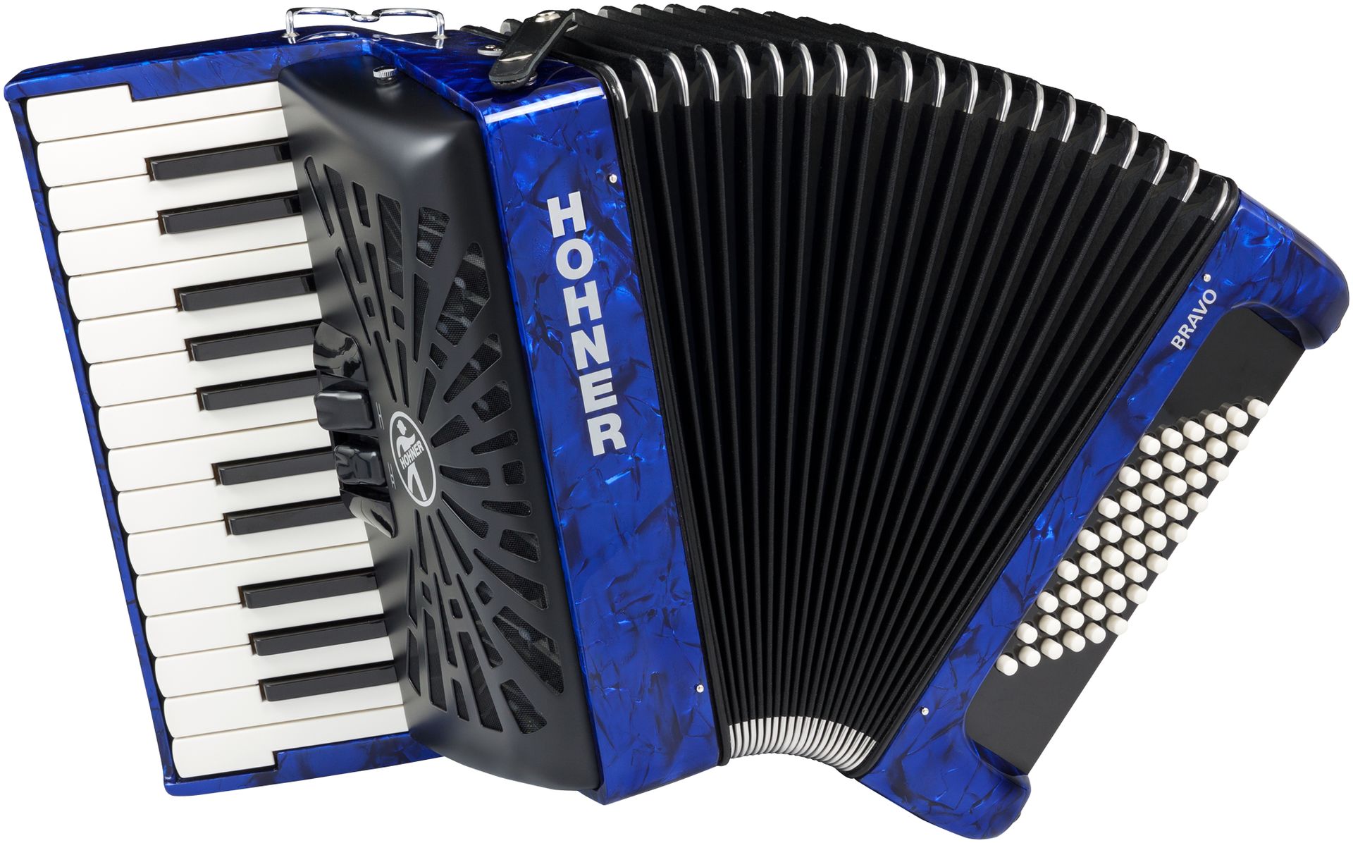Hohner Bravo II 48 - blau HOA16542 Akkordeon 48 Bässe, neues Verdeck, silent Key