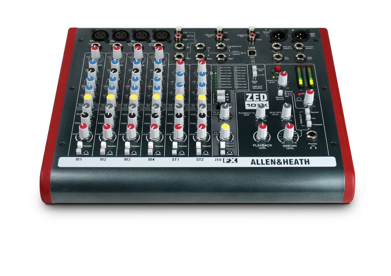 Allen & Heath ZED-10FX Mixer, 4 Inputs + 2 StereoIN, Effekte, USB_00023249_