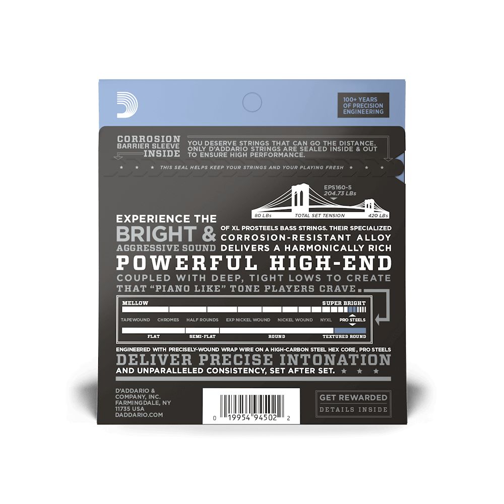 D'Addario EPS165-5 E Bass Saiten, Prosteels 5 String Bass 045-135