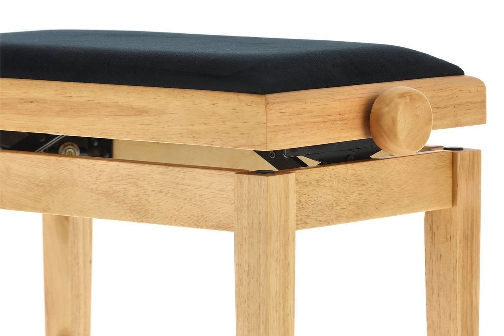 Markstein Klavierbank DELUXE Natur matt, Sitzbezug schwarz, verstellbar 