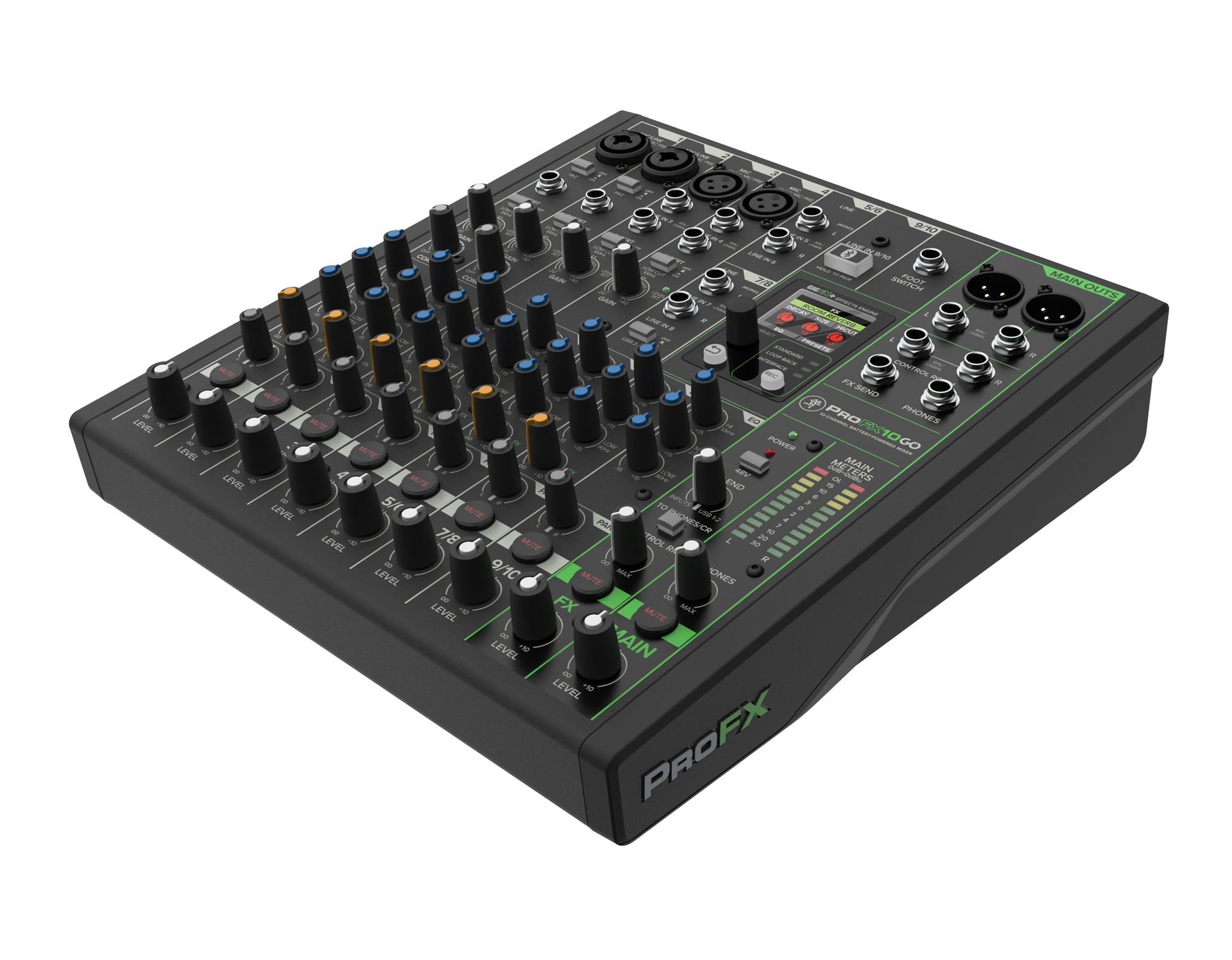 Mackie ProFX10 GO akkubetriebener 10-Kanal Mixer mit Bluetooth