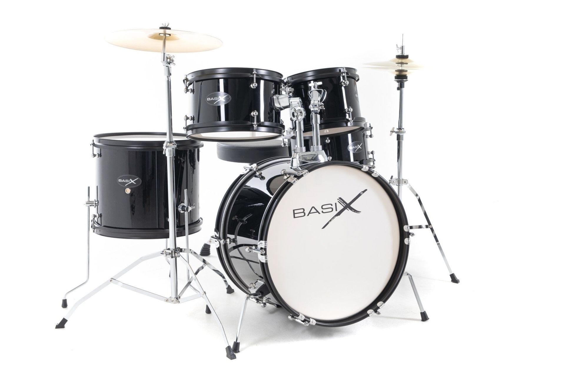 Basix Junior Einsteiger Schlagzeug-Set schwarz