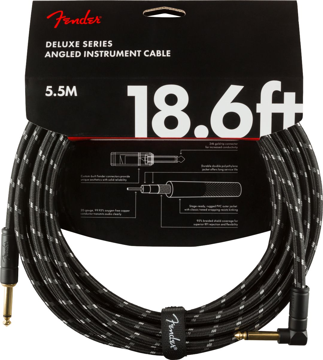 Fender Deluxe 18.6'  Instrument Kabel 5,5 Meter Klinke/Winkelklinke 6,3mm_00052997_