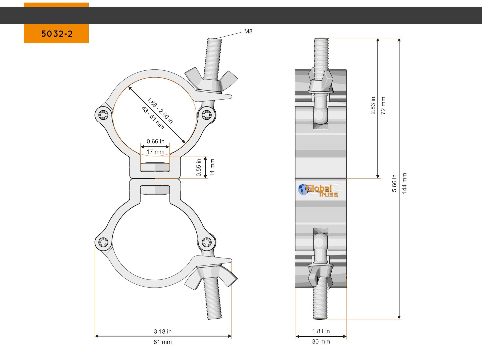 Global Truss 5032-2 Swivel Coupler Small 48-51 100kg Truss Aufnehmer_00034869_
