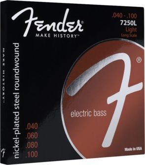 Fender 7250L E-Bass Saiten, Nickel Plated Steel 4 String Bass 040-100