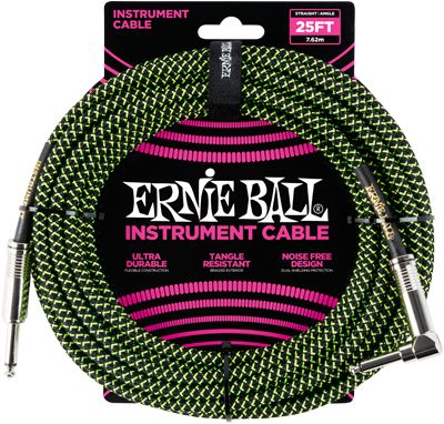 Ernie Ball EB6066 Instrumentenkabel  Gewebe 7,62m lang  gerade/gewinkelt
