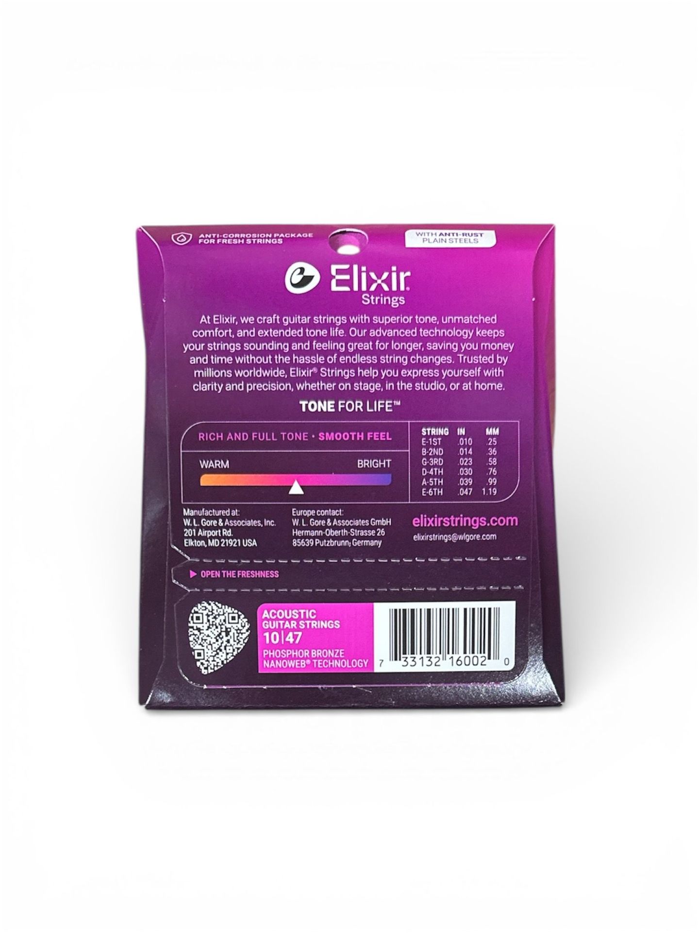 Elixir Akustik-Saiten Phosphor Bronze Anti Rust Nanoweb, 6 String .010-.047_00029269_