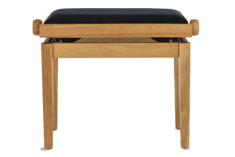 Markstein Klavierbank DELUXE Natur matt, Sitzbezug schwarz, verstellbar 