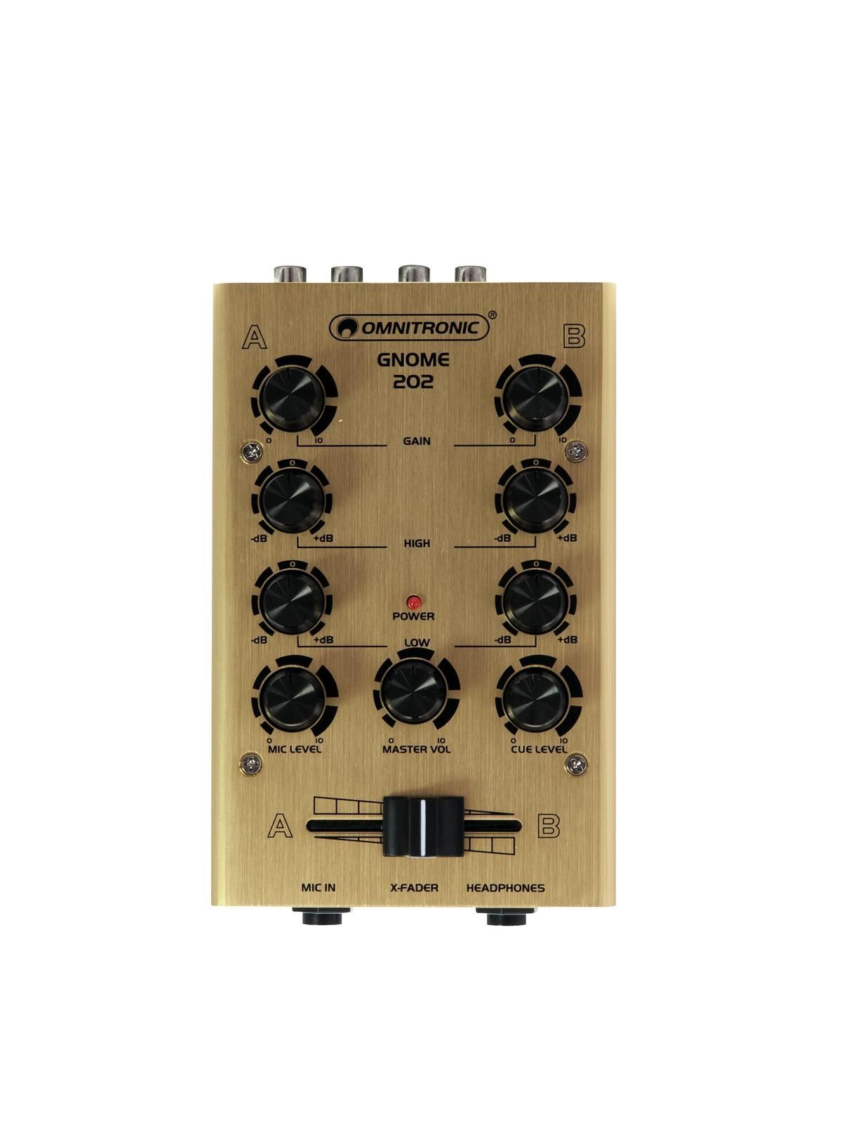 OMNITRONIC GNOME-202 Mini-Mixer gold 2-Kanal DJ-Mixer für Einsteiger