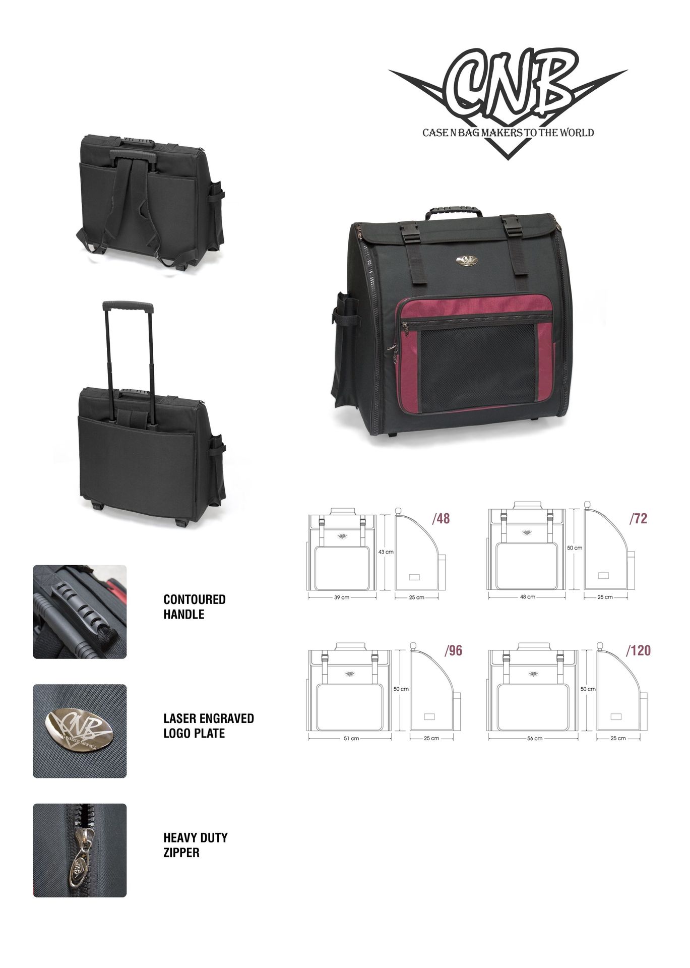 Akkordeon 120 Bass Trolley/ Tasche/ Rucksack, Rollen ,  Griff ausziehbar