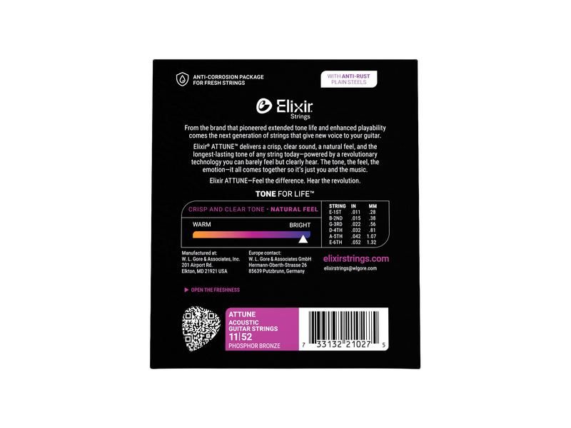 Elixir Akustik-Saiten ATTUNE Phosphor Bronze  6-String .011-.052_00054693_
