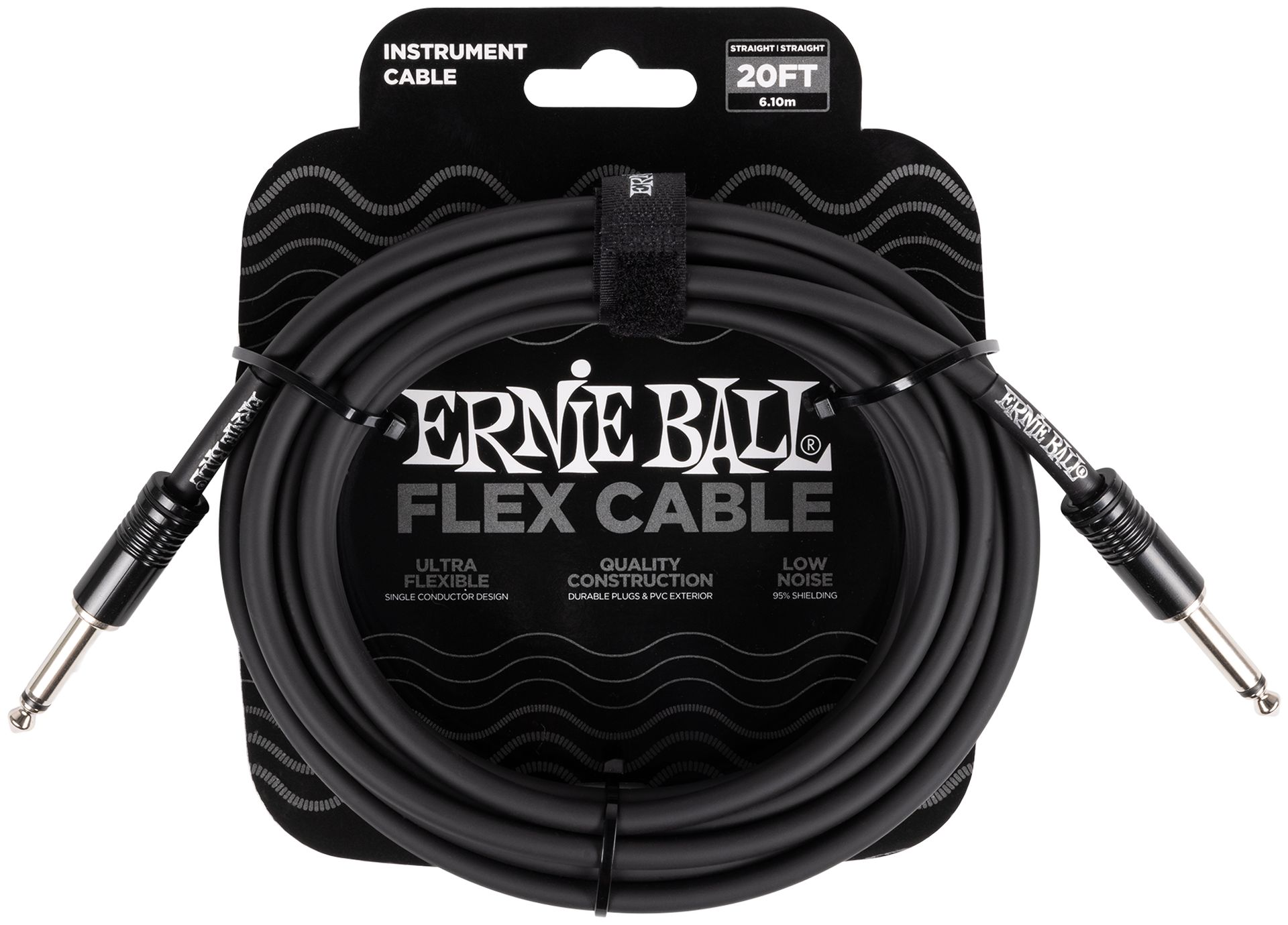 Ernie Ball EB6435 Instrumentenkabel Flex schwarz 6,09m lang  gerade/gerade