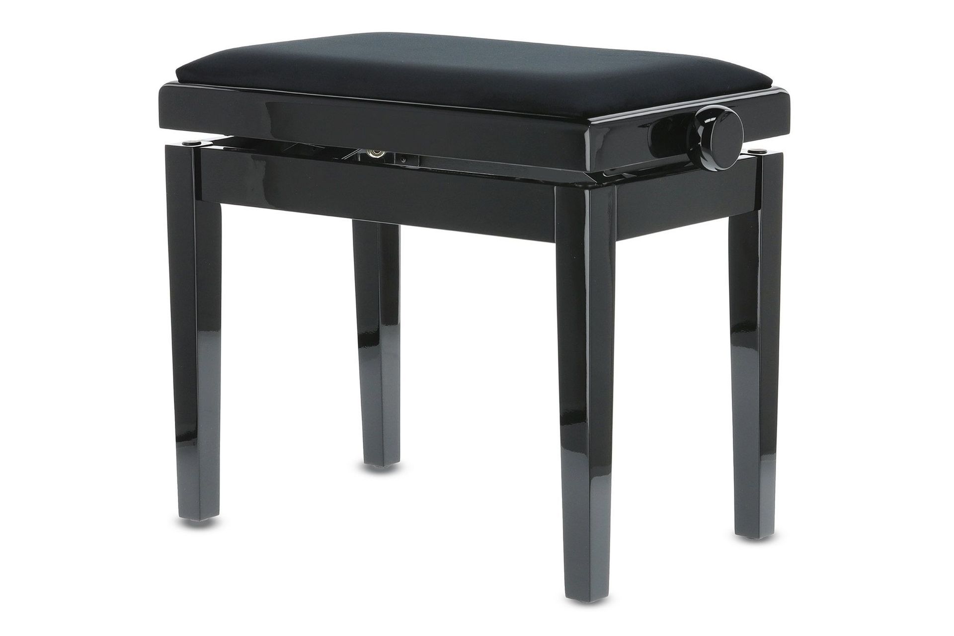 Markstein Klavierbank DELUXE  schwarz poliert, Sitzbezug schwarz, verstellbar _00040491_